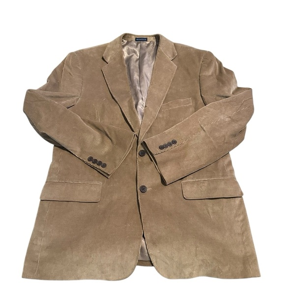 Stafford Essentials Tan Corduroy Classic Fit Sport Coat Blazer Jacket Men's 42R - Picture 1 of 12